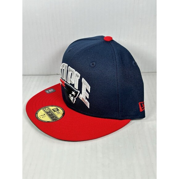 Size 7 1/4 New England Patriots New Era NFL Staple Logo 59FIFTY Fitted Hat Cap - Picture 2 of 4